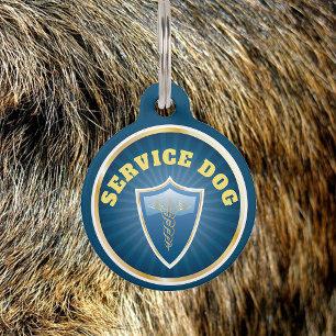 Service Dog Blue and Gold Seal Pet Tag