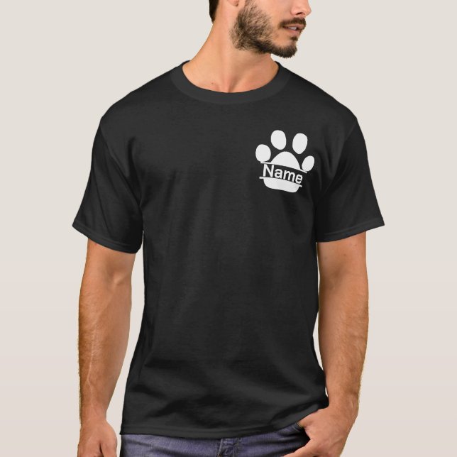 Service Dog Custom Dog Name Trainer Dog Paw Lover T-Shirt (Front)