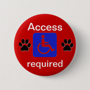 service dog handicapped symbol access required 6 cm round badge