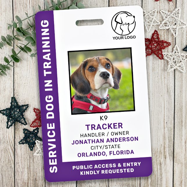 Service Dog In Training Custom Logo Photo ID ID Badge (Creator Uploaded)