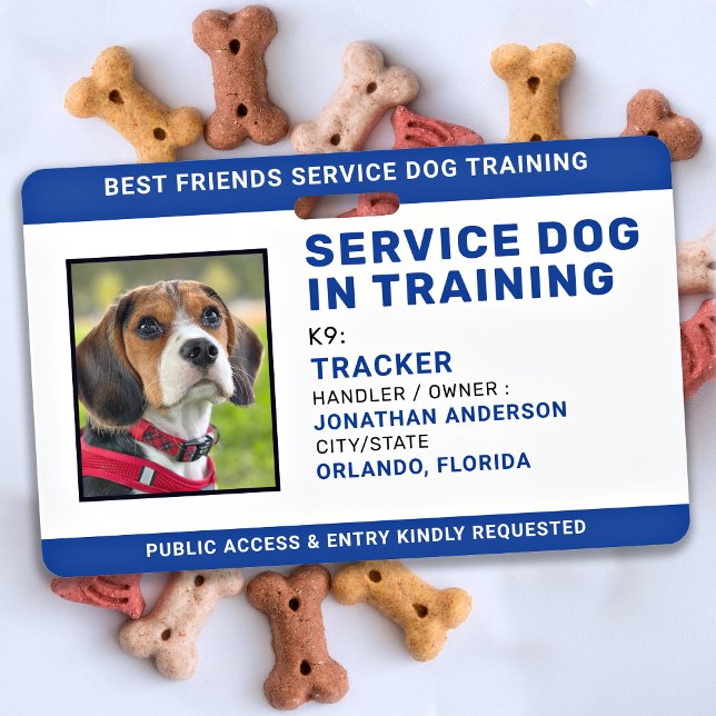 Service Dog In Training ID Blue Personalised Photo Badge (Creator Uploaded)