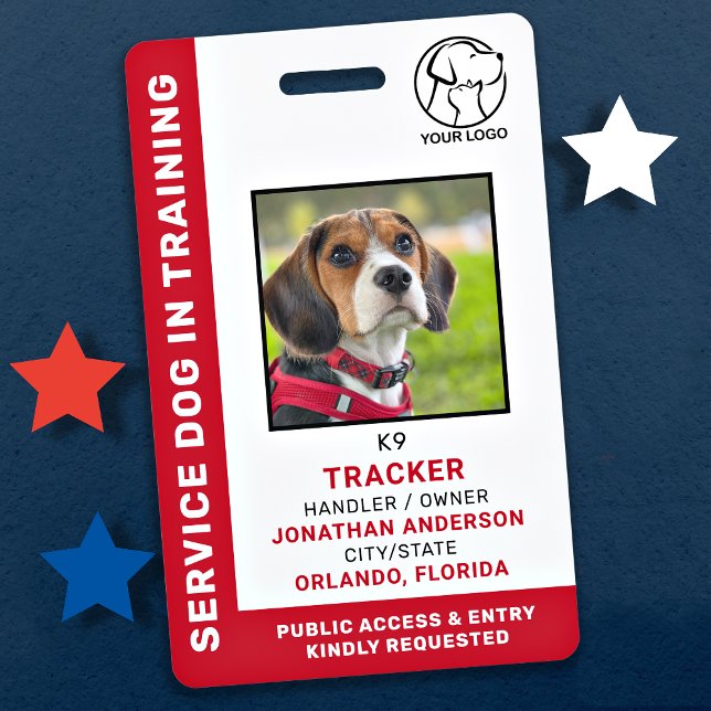 Service Dog In Training ID Custom Logo Photo ID Badge (Creator Uploaded)