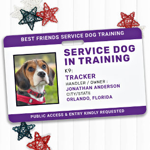 Service Dog In Training Personalised Photo ID Badge