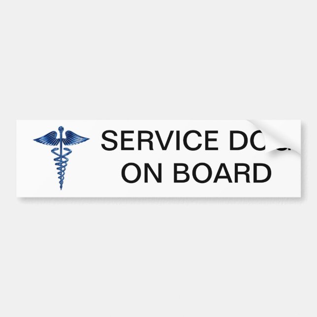 Service Dog On Board Bumper Sticker with Medical L (Front)