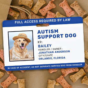 Service Dog Personalised Photo Autism Support Dog  ID Badge