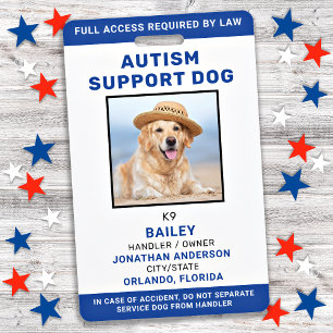 Service Dog Personalised Photo ID Autism Support Badge