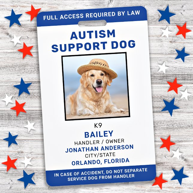Service Dog Personalised Photo ID Autism Support ID Badge (Creator Uploaded)