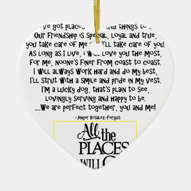 Service dog poem FNL BACK yellow Ceramic Ornament (Front)