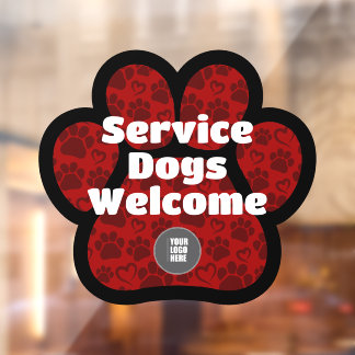 Service Dogs Welcome Pet PawPrint Custom Logo
