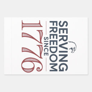 Service Freedom Since 1776 4th of July 250th Anniv Wrapping Paper Sheet