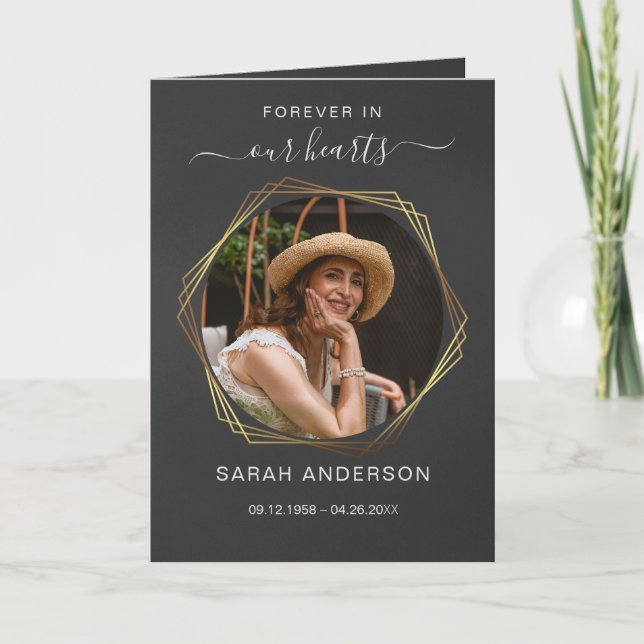 Service Funeral Obituary with Photo Thank You Card (Front)