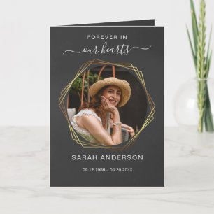 Service Funeral Obituary with Photo Thank You Card