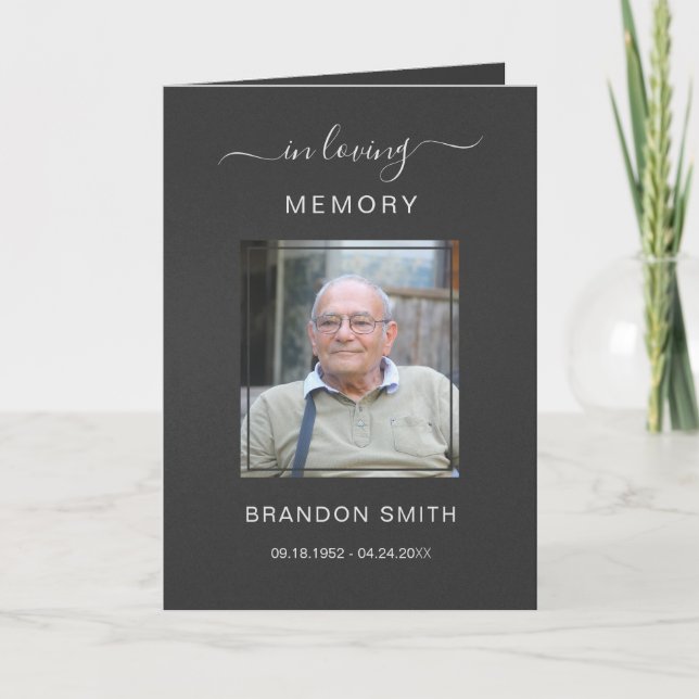 Service Funeral Obituary with Photo Thank You Card (Front)