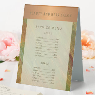 Service menu elegant beauty salon price list