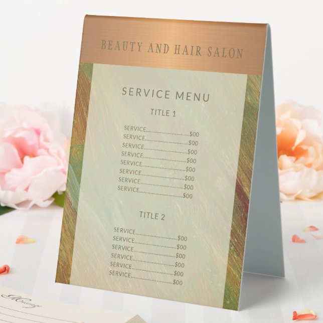 Service menu elegant beauty salon price list (In SItu (Wedding))