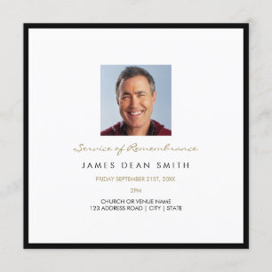 Service of Remembrance Memorial Photo Funeral Invitation