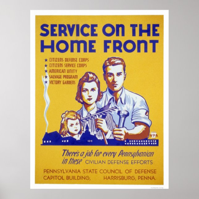 Service On The Homefront WPA Poster (Front)