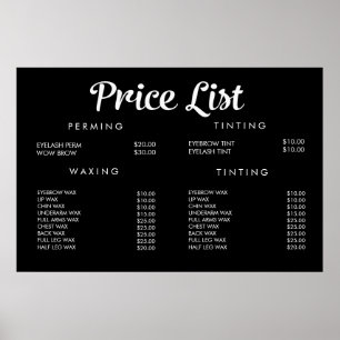 Service Price Menu Custom Printed Poster