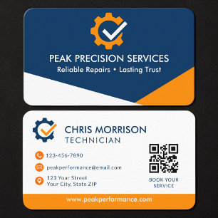 Service Repair Mechanic QR Code Business Card