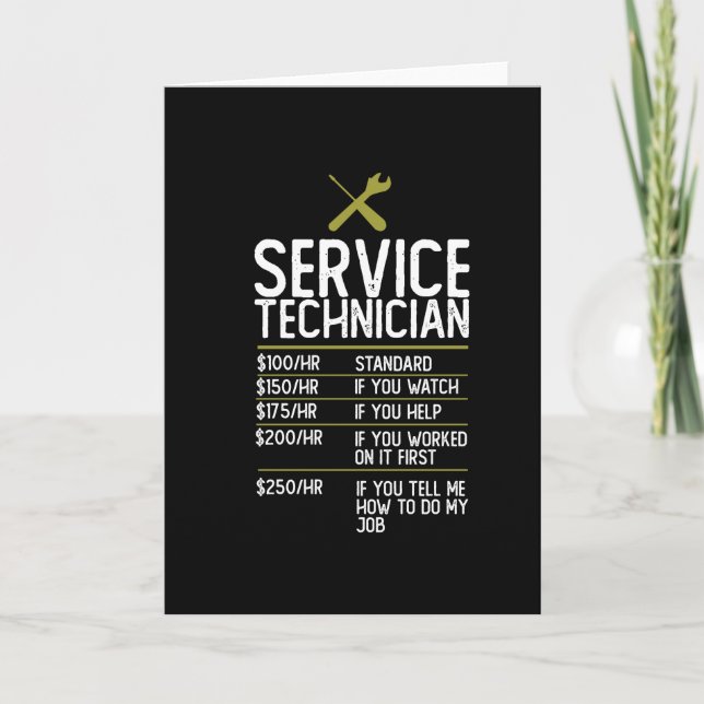 Service Technician Gift Present Idea Card (Front)