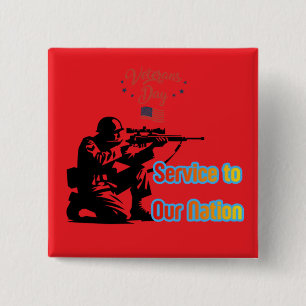 Service To Nation bright red 15 Cm Square Badge