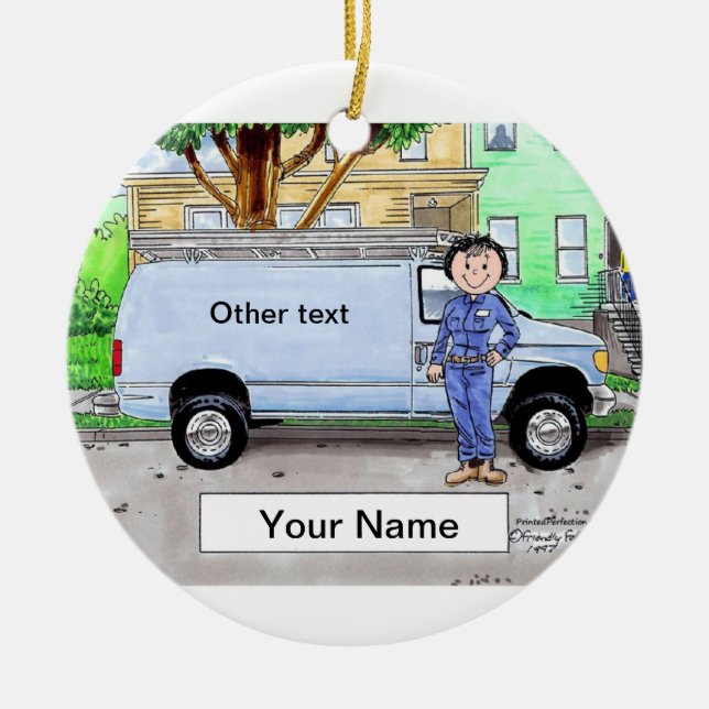 Service Van, Blue - Female Ceramic Ornament (Front)