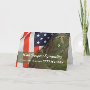 Serviceman Army Military Soldier Sympathy Hat Flag Card
