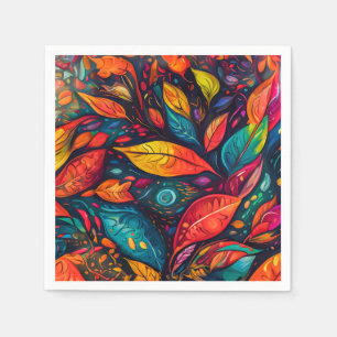 Servietten mit farbenfrohem Blättermotiv Napkin