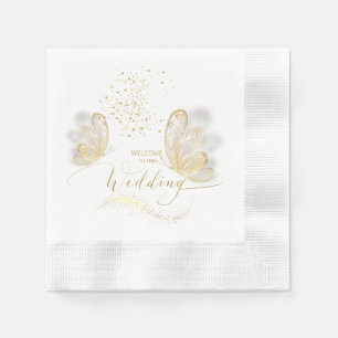 Servilleta de papel con mariposas doradas napkin