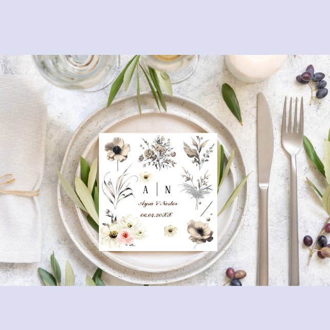 Servilletas De Papel Mínimo y Moda | BODA floral  Napkin (Creator Uploaded)