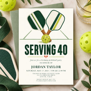 Serving 40 Pickleball 40th Birthday Party Invitation