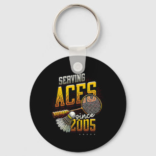 Serving Aces Since 2005 Badminton Lover 20th Birth Key Ring