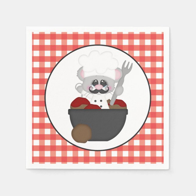 Serving meatballs Italian food fun napkins (Front)