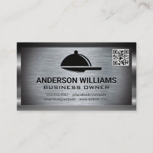 Serving Platter Knife QR Code Metal Border Business Card