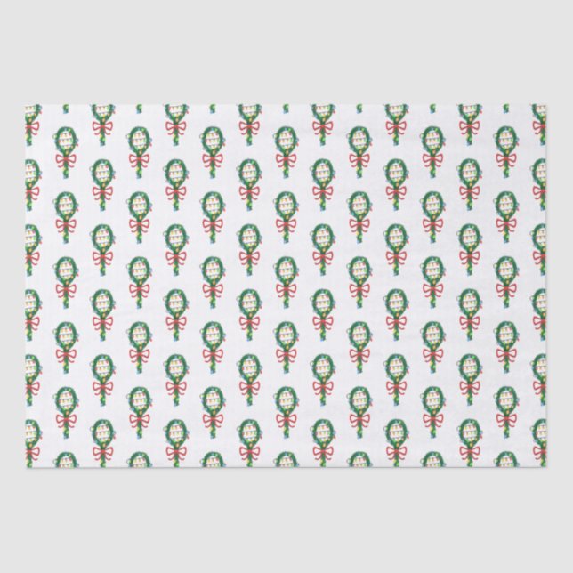 Serving This Christmas Tennis Racket Wreaths  Tissue Paper (Front)