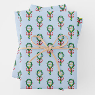 Serving This Christmas Tennis Racket Wreaths  Wrapping Paper Sheet
