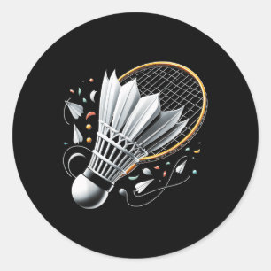 Serving Up Celebrations Badminton Funny Graphic Te Classic Round Sticker