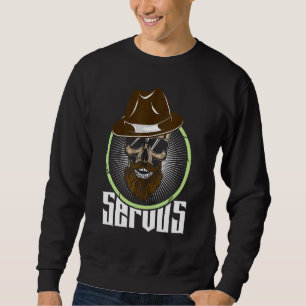 Servus Cool Skull With Beard Hat Sunglasses Skull Sweatshirt