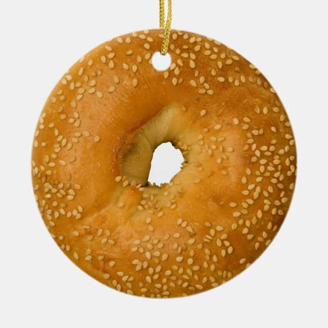 Sesame Bagel Holiday Ornament (Front)