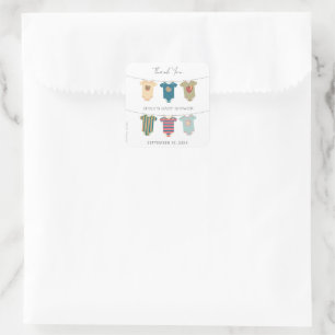 Sesame Pals Bodysuits Baby Shower Thank You Square Sticker