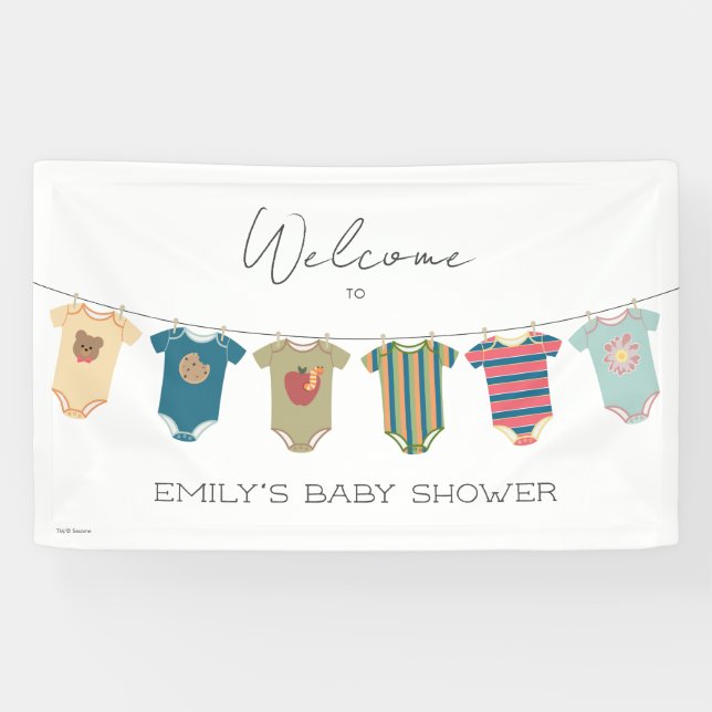 Sesame Pals Bodysuits Baby Shower Welcome Banner (Horizontal)