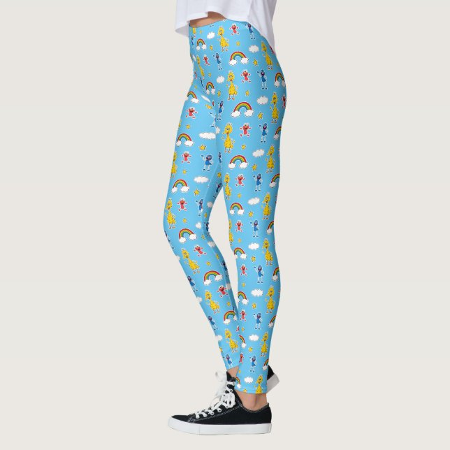 Sesame Pals Rainbow Doodley Pattern Leggings (Left)