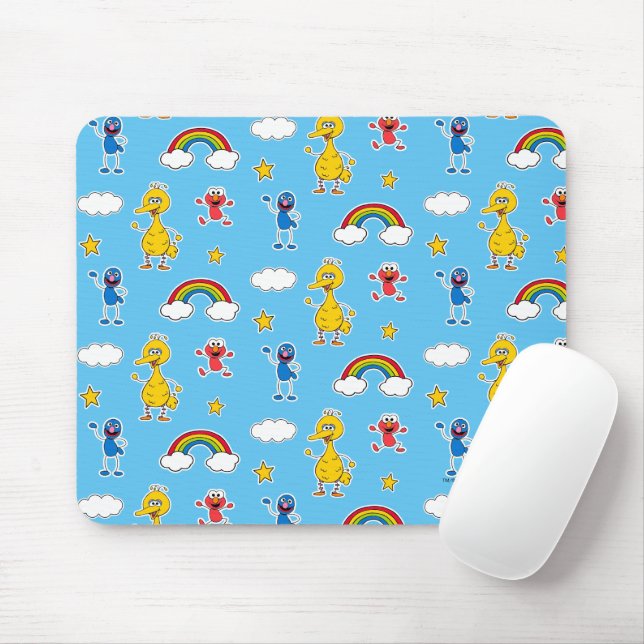 Sesame Pals Rainbow Doodley Pattern Mouse Pad (With Mouse)