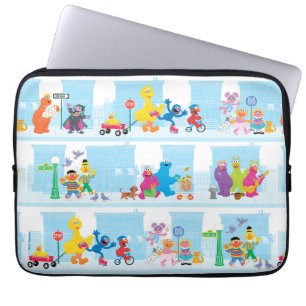 Sesame Pals Walking Along Sesame Street Pattern Laptop Sleeve