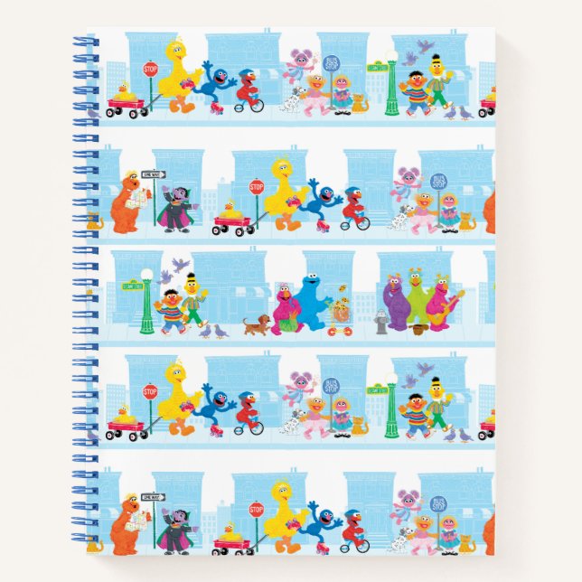 Sesame Pals Walking Along Sesame Street Pattern Notebook (Front)