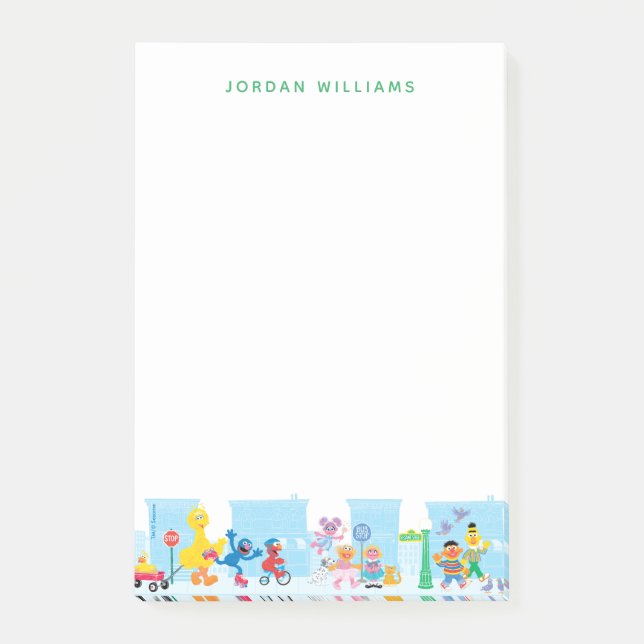 Sesame Pals Walking Along Sesame Street Pattern Post-it Notes (Front)