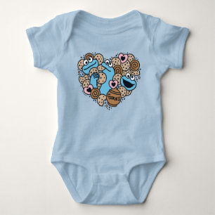 Sesame Sesame Cookie Monster Doodle Heart Baby Bodysuit