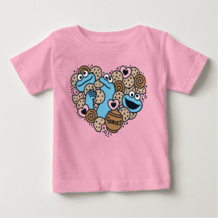 Sesame Sesame Cookie Monster Doodle Heart Baby T-Shirt