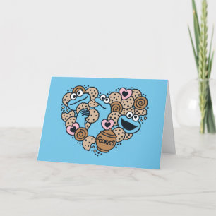 Sesame Sesame   Cookie Monster Doodle Heart Holiday Card