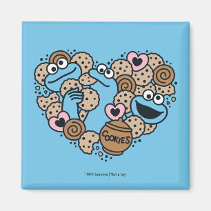 Sesame Sesame   Cookie Monster Doodle Heart Magnet
